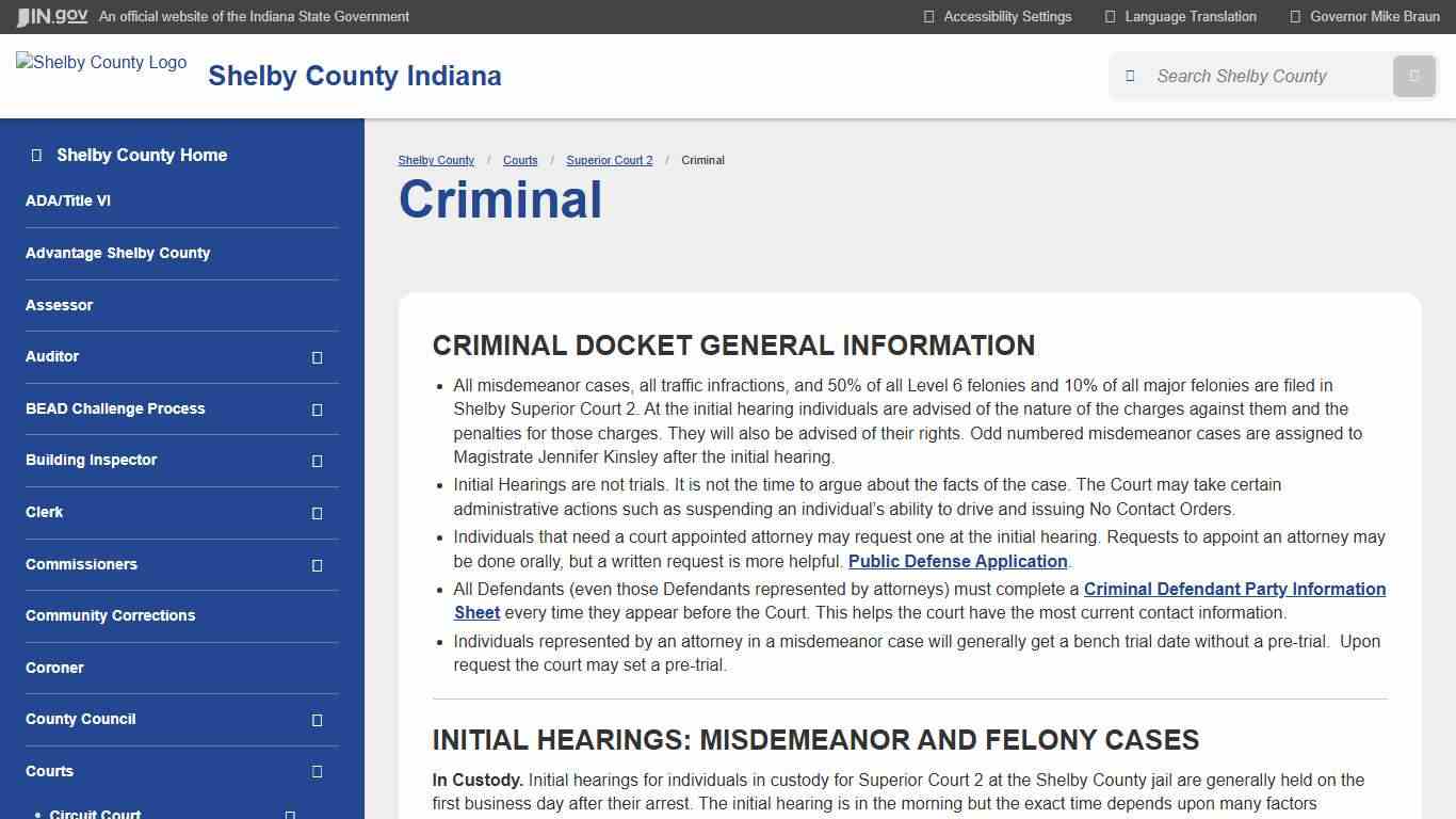 Shelby County: Criminal